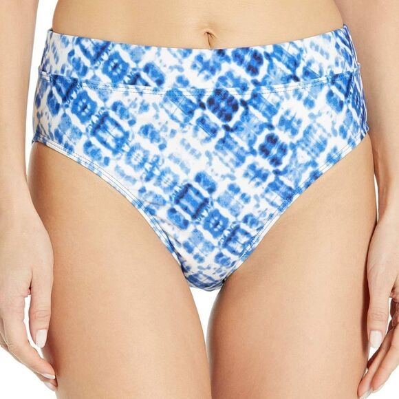 NWOT Splendid High Waist Swim Bikini Bottom XS Black White Leaf - Picture 2 of 12